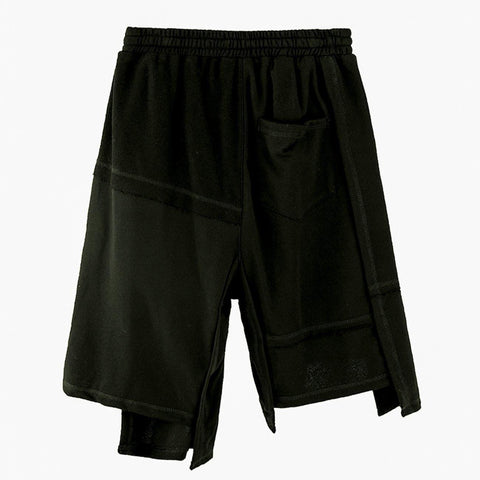 Dark Irregular Patchwork Cotton Shorts