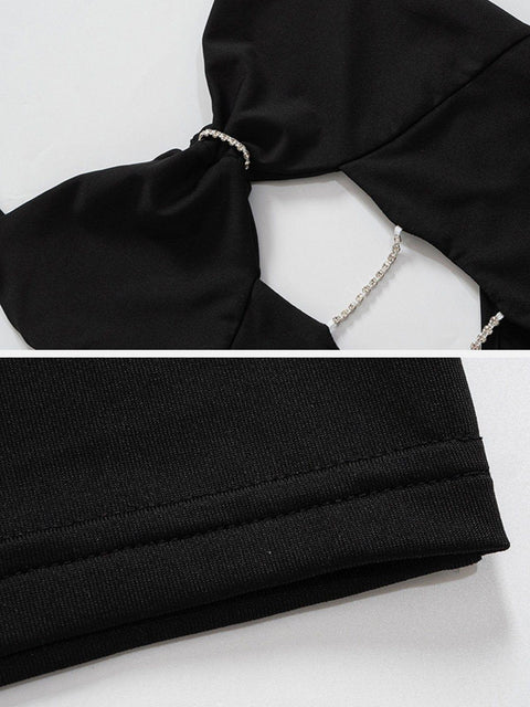 Solid Lace-Up Cutout Back Dress