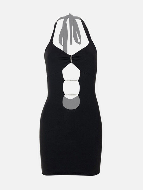 Solid Lace-Up Cutout Back Dress