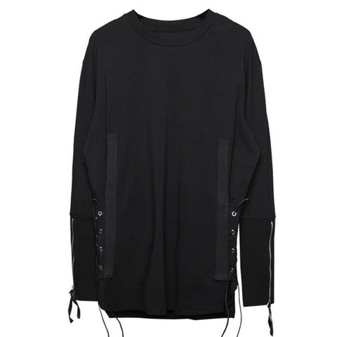 Dark Fake Two Side Bandage Sweatshirt