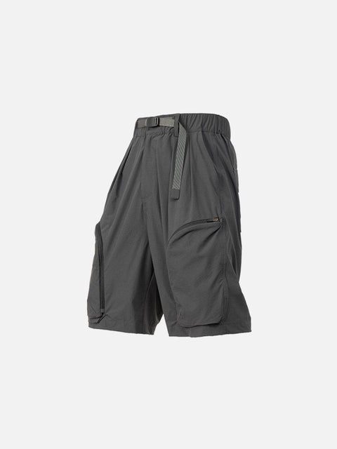Curved Zip Pocket Cargo Shorts