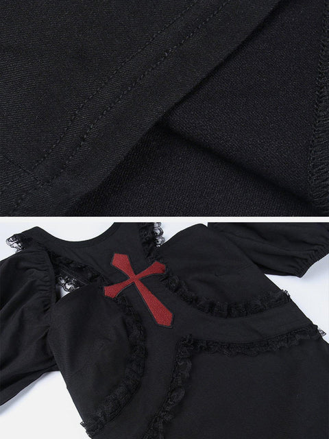 Appliqué Crucifix Lace Dress