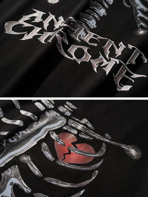 Skeleton Broken Heart Print Tee