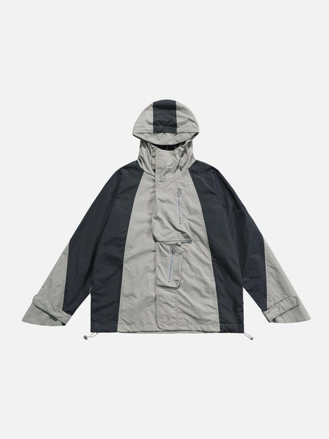 Patchwork Big Pocket Zip Up Jacket