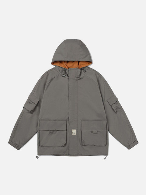 Solid Color Big Pocket Cargo Jacket