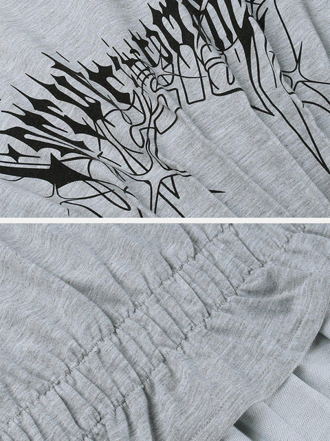 Gothic Letters Graffiti Cropped Hoodie