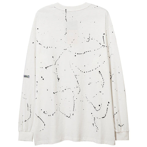 Splash Ink Necklace Letters Print Sweatshirt