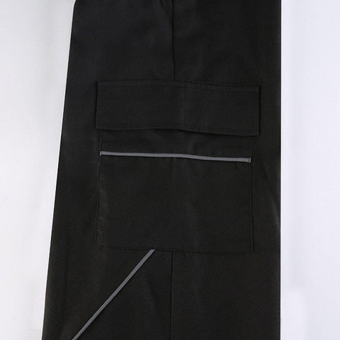 Asymmetric Zipper Reflective Strip Cargo Pants