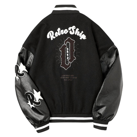 Stitching PU Sleeve Varsity Jacket