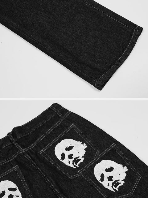 Bat Face Print Jeans