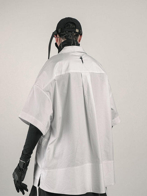 Big Pocket Ribbon Function Short Sleeve Shirt