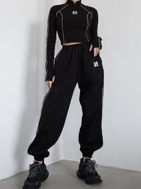 Cyberpunk Reflective Embroidery Long Sleeve T Shirt