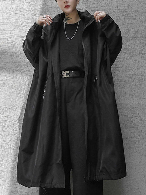 Dark Print Wizard Cloak Mid-length Oversized Jacket