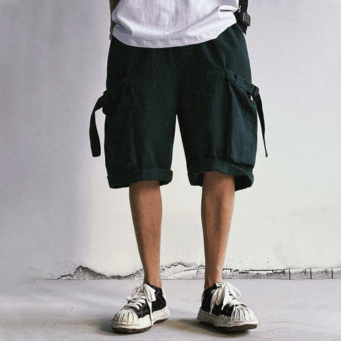 Drawstring Pocket Embroidery Shorts