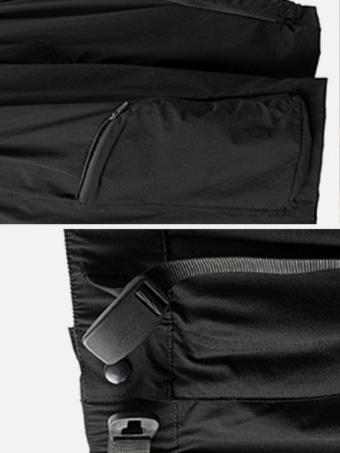 Curved Zip Pocket Cargo Shorts