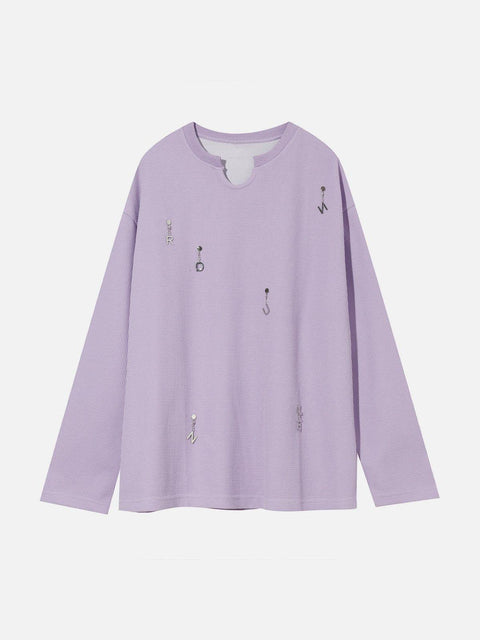 Solid Color Chain Design Sweatshirt