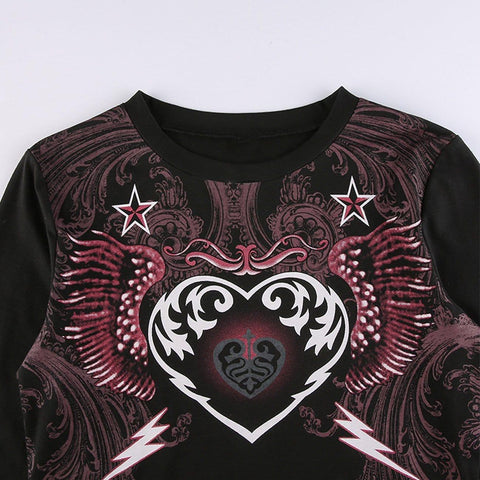 Love Totem Print Long Sleeve T Shirt