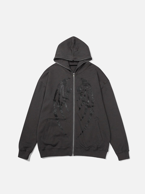 Dark Skeleton Wings Zip Up Hoodie