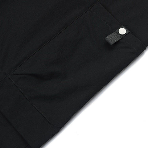 Patchwork Ribbon Zip Up Pocket Drawstring Function Shorts