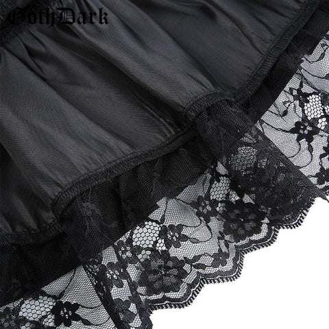 Sexy Short Bow Decorated Lace Pleated Skirt