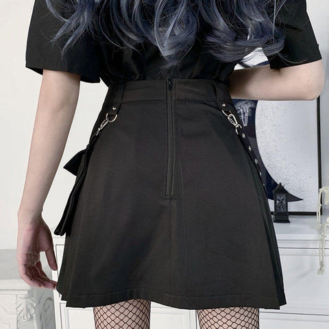 Dark Punk Irregular Pockets Skirt