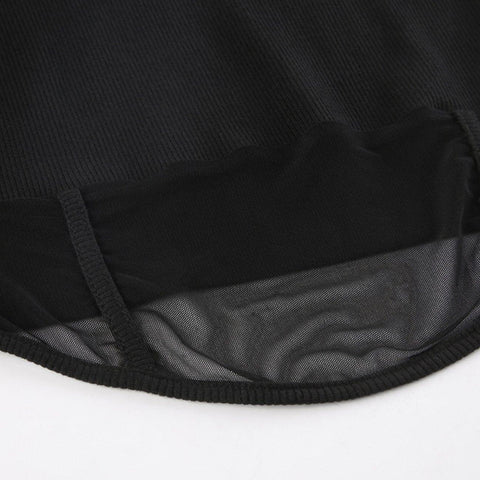 Perspective Dark Mesh Crop Short Sleeve T Shirt