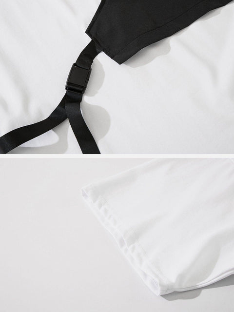 Fake Two Vest Patchwork Tee