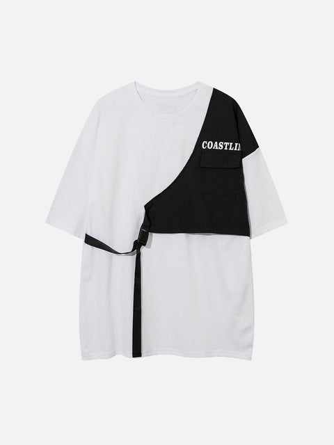 Fake Two Vest Patchwork Tee