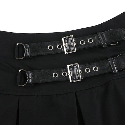 Dark Babes High-waisted Leather Pleated Skirt