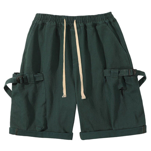 Drawstring Pocket Embroidery Shorts