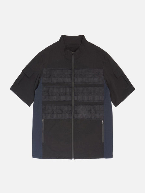 Patchwork Zip Up Function Short Sleeve Shirt