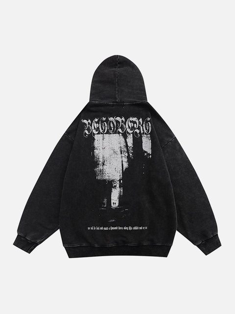 Washed Dark Woods Pattern Hoodie