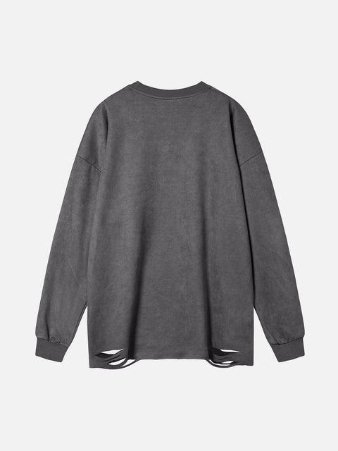 Fuzzy Letters Cut Sweatshirt