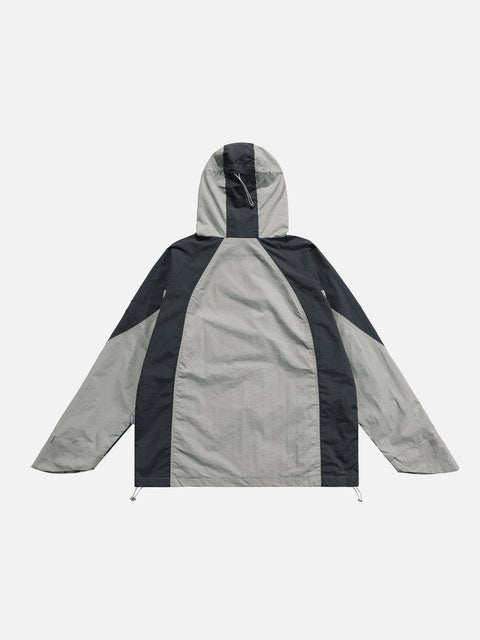 Patchwork Big Pocket Zip Up Jacket