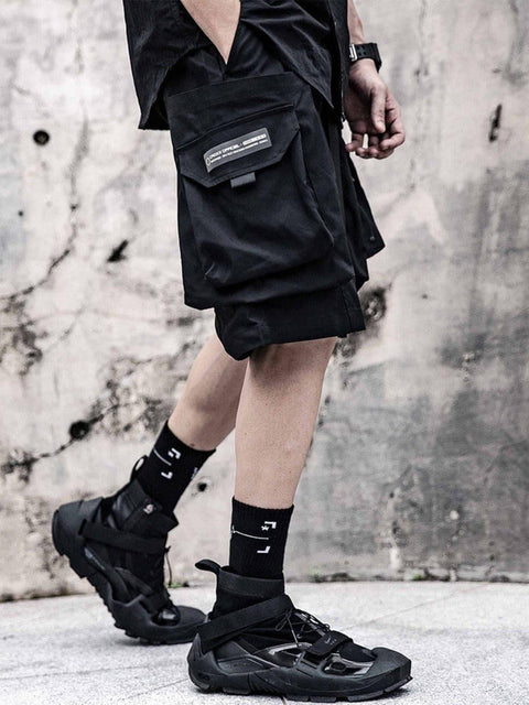 Dark Functional Big Pockets Nylon Shorts