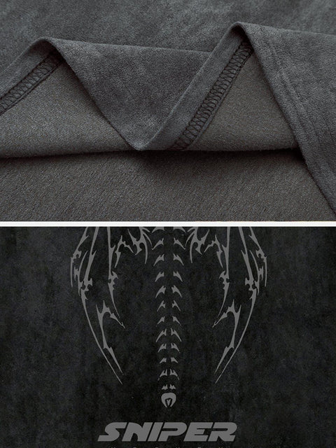 Skeleton Wings Chain Graphic Tee