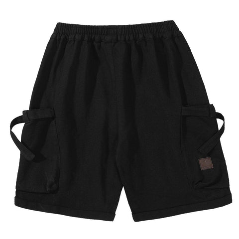 Drawstring Pocket Embroidery Shorts