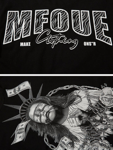 Imprisoned Girl Statue Of Liberty Oversized Tee