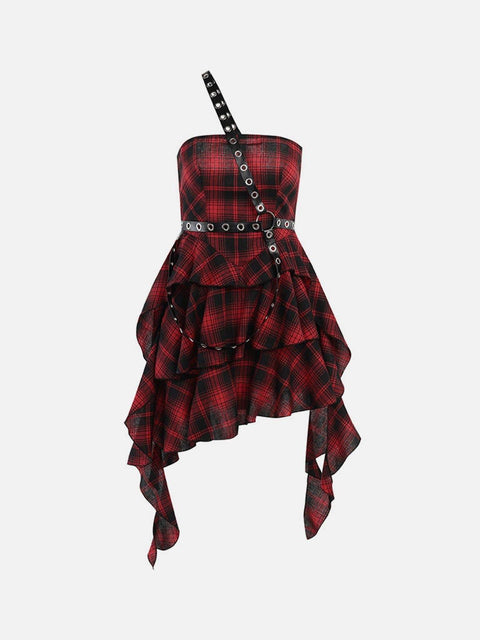 Plaid Irregular Dress