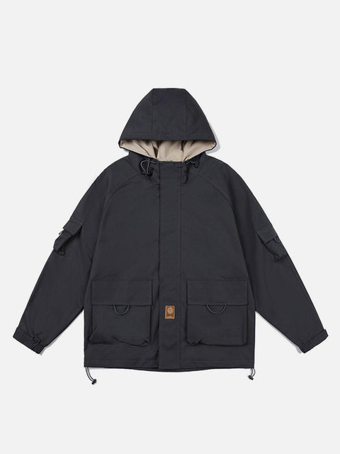 Solid Color Big Pocket Cargo Jacket