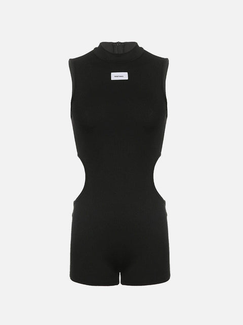 Half Turtleneck Label Jumpsuit