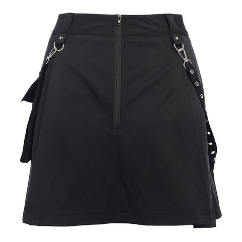 Dark Punk Irregular Pockets Skirt