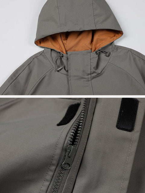 Solid Color Big Pocket Cargo Jacket