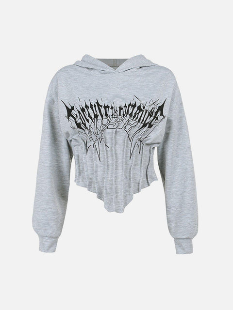 Gothic Letters Graffiti Cropped Hoodie