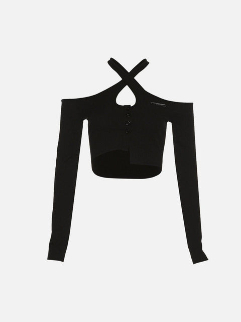Cross Strap Long Sleeve T Shirt