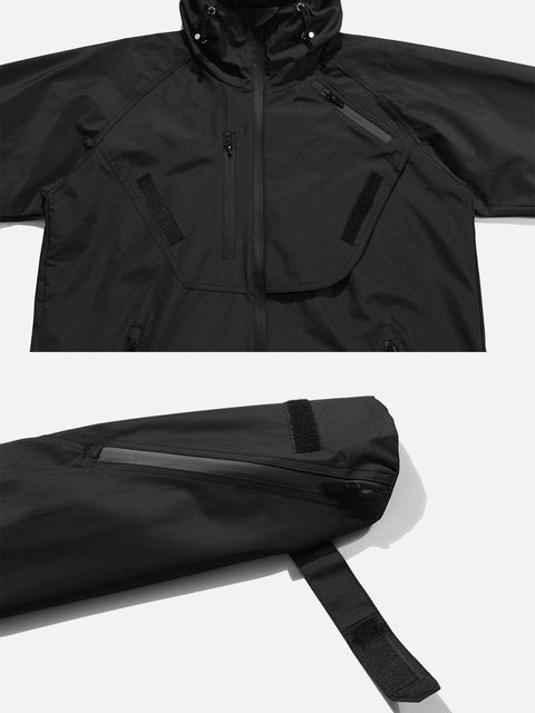 Patchwork Multi Pockets Zip Up Jacket