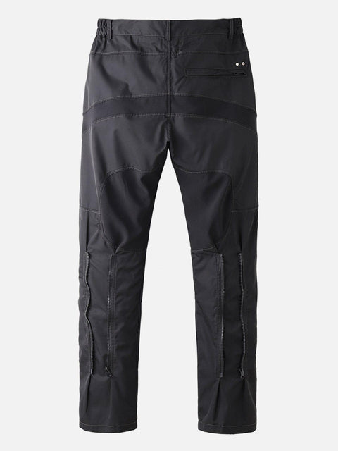Patchwork Zip Up Straight Cargo Pants
