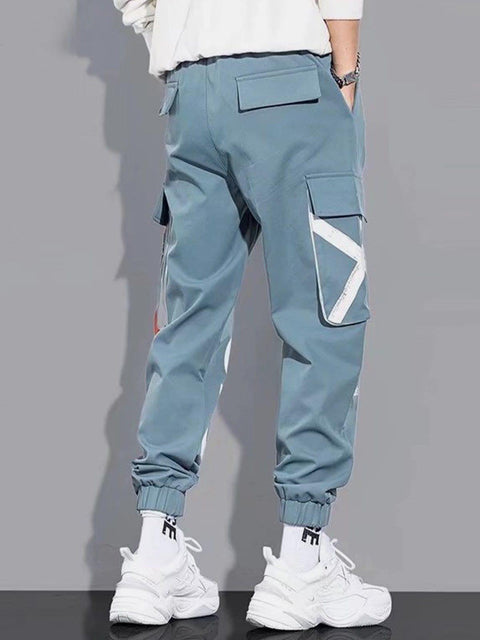 Function Ribbons Print Cargo Pants