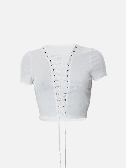 Slim Fit Straps Short Sleeve T Shirt