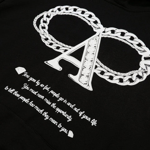 Alphabet Necklace Print Hoodie